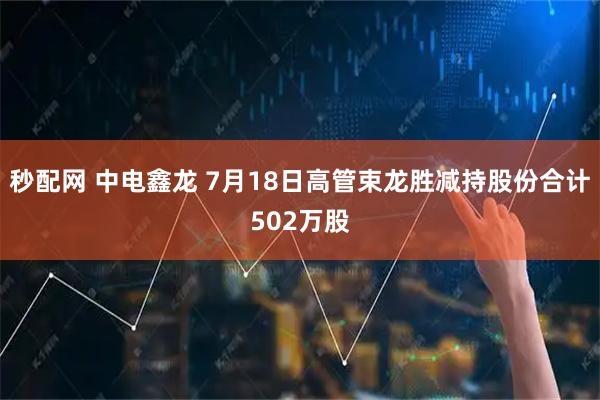秒配网 中电鑫龙 7月18日高管束龙胜减持股份合计502万股